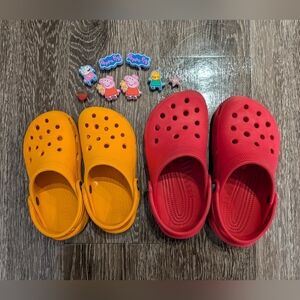 Crocs Kids Red&Orange With 8 Charms! ❤️🧡Red:Size1, Orange:Size11.